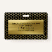 黒のシンプルな渦巻パターン金ゴールド バッジ (裏面)