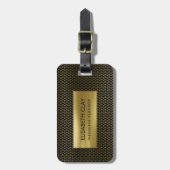 黒のシンプルな渦巻パターン金ゴールド ラゲッジタグ (正面縦)