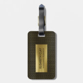 黒のシンプルな渦巻パターン金ゴールド ラゲッジタグ (裏面縦)