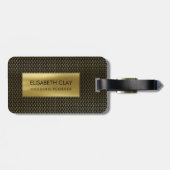 黒のシンプルな渦巻パターン金ゴールド ラゲッジタグ (裏面横)