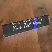 黒のシンボリックシンブルーライン デスクネームプレート (側面)