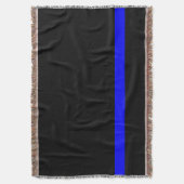 黒のシンボル細い青の線 スローブランケット (正面縦)