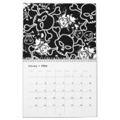 黒のシームレスなパターン上のスカル.ai カレンダー (1月 2026)