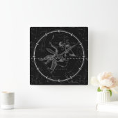 黒のジェミニ星座の地図Hevelius 1690年 スクエア壁時計 (ホーム)