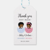 黒のジェンダー・リベール・パーティー用感謝タグ ギフトタグ (裏面)