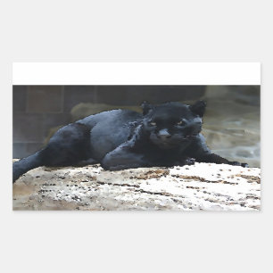 黒のジャガー長方形ステッカー 長方形シール