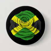 黒のジャマイカのばら色の旗 缶バッジ (正面)