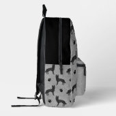 黒のジャーマンシェパードの模様 名前入り グレー プリントバックパック (左)