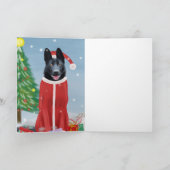 黒のジャーマンシェパード犬の雪のクリスマスプレゼント カード (内部)
