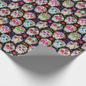 黒のスカルのギフト用包装紙の明るい色を砂糖で甘くして下さい ラッピングペーパー (角)