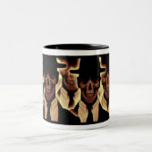 黒のスカルの人 ツートーンマグカップ (中央)