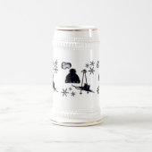 黒のスキー&冬のデザイン ビールジョッキ (中央)