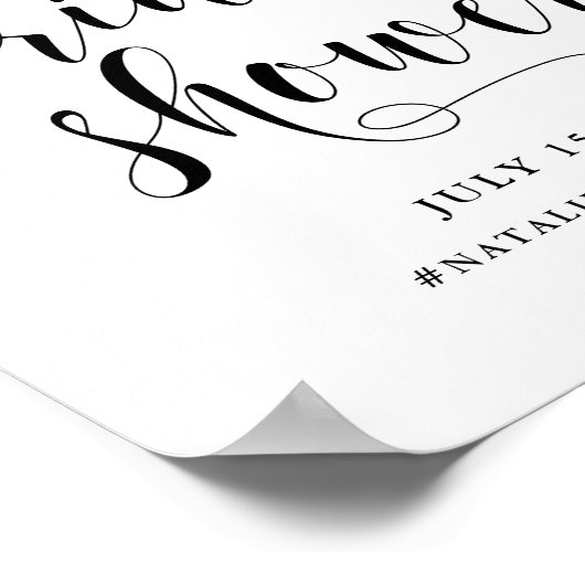 黒のスクリプはっきりしたトブライダルシャワーへようこそ ポスター (角)