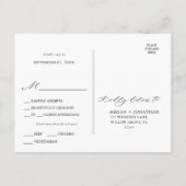 黒のスクリプエレガントトタイポグラフィメニューの選択 ポストカード (裏面)