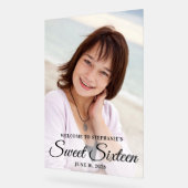 黒のスクリプエレガントトSweet sixteen写真 アクリルサイン (傾斜)