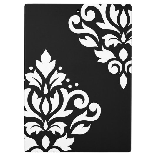 黒のスクロールダマスク織の芸術Iの白 クリップボード (裏面)