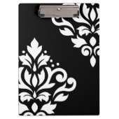 黒のスクロールダマスク織の芸術Iの白 クリップボード (正面)
