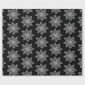 黒のスケッチ状の花に白 ラッピングペーパー (フラット)