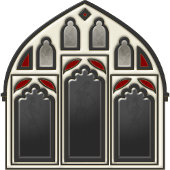 黒のスケルトンとこうもり付きゴシック窓 バスマット