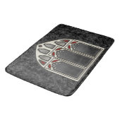 黒のスケルトンとこうもり付きゴシック窓 バスマット (アングル)