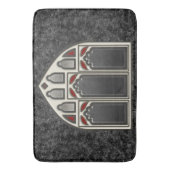 黒のスケルトンとこうもり付きゴシック窓 バスマット (正面縦)