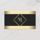 黒のスタイリッシュ金ゴールドフレモダンーム 名刺 (正面)