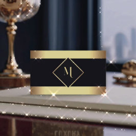 黒のスタイリッシュ金ゴールドフレモダンーム 名刺