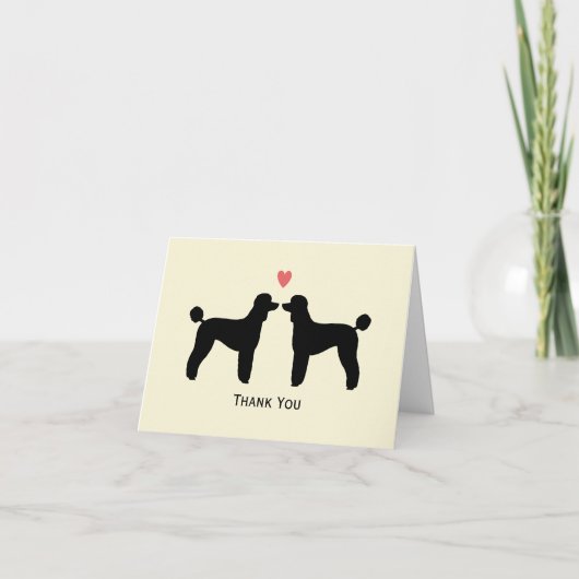 黒のスタンダードプードルの結婚式のお礼 サンキューカード (正面)