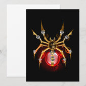 黒のスチームパンク蜘蛛 招待状 (正面/裏面)