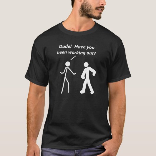 黒のスティックマン・ワークアウト・Tシャツ Tシャツ (正面)