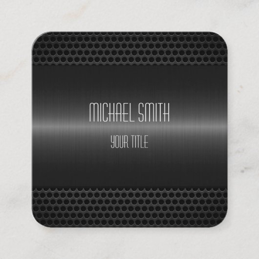 黒のステンレス鋼の外観 スクエア名刺 (正面)