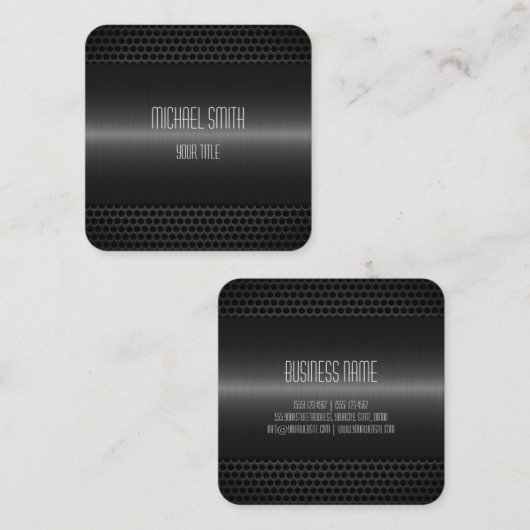 黒のステンレス鋼の外観 スクエア名刺 (正面/裏面)