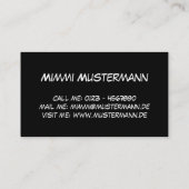 黒のストライブ柄の微笑のヤモリ + あなたの文字 名刺 (裏面)