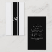 黒のストライプおよびモノグラム 名刺 (正面/裏面)