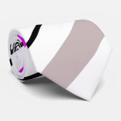 黒のストライプとのピンクの灰色そして白 ネクタイ (ロール)