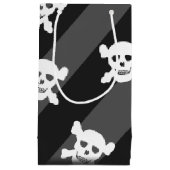 黒のストライプの白いどくろ印 スモールペーパーバッグ (正面)