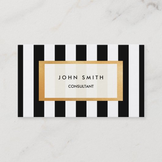 黒のストライプ及びフェイクな金ゴールドの両面名刺 名刺 (正面)