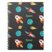 黒のスペースパターン ノートブック (正面)