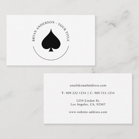 黒のスペード記号ロゴ名刺 名刺 (正面/裏面)