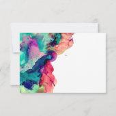 黒のタイポグラフィ(水色カラフル絵を描RSVP付き) 出欠カード (裏面)