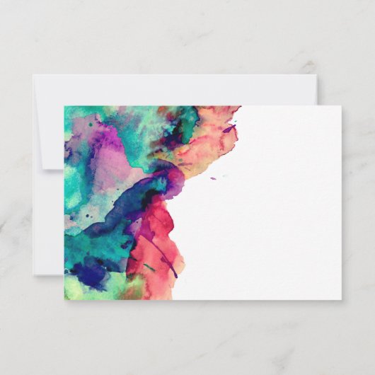 黒のタイポグラフィ(水色カラフル絵を描RSVP付き) 出欠カード (裏面)