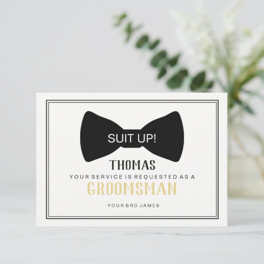 黒のタキシードの仲人カード 招待状 (スタンド正面)