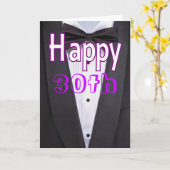 黒のタキシードハッピーバースデーカード カード (黄色い花)