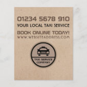 黒のタクシー乗り場のロゴ、クラフト紙効果価格表 チラシ (正面)