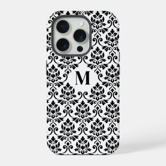 黒のダマスク柄 フイユ (オーダーメイド) iPhoneケース (裏面)