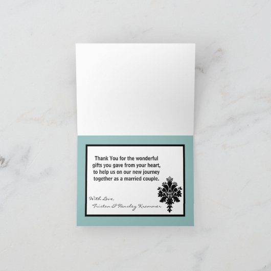 黒のダマスク織レース 折りたたみ式サンキューカード サンキューカード (内部)