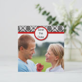 黒のダマスク織 白 赤のトリム セーブ・ザ・デート セーブザデート (スタンド正面)