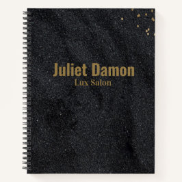 黒のチャコール ゴールドのドット ノートブック