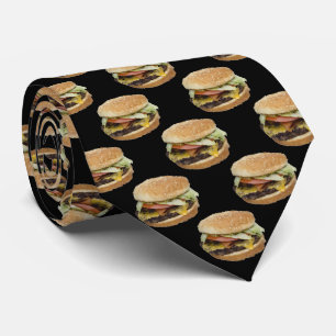 黒のチーズバーガーパターン ネクタイ