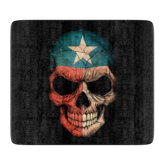 黒のテキサス州の旗のスカル カッティングボード (正面)
